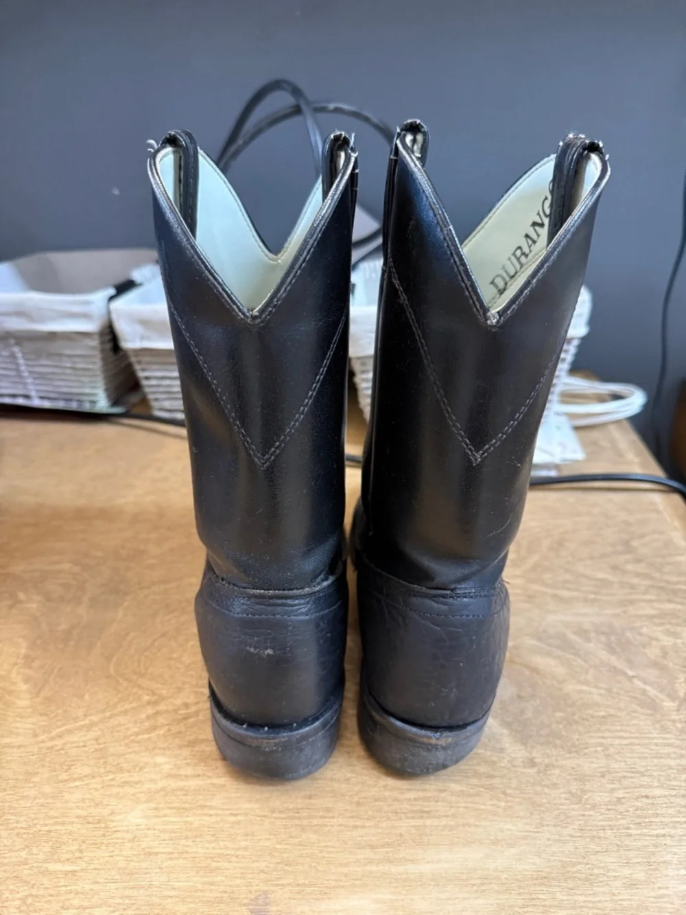 Durango DB800 Black Leather Western Boots Men’s 8.5 D Cowboy Pull-On - Picture 7 of 8